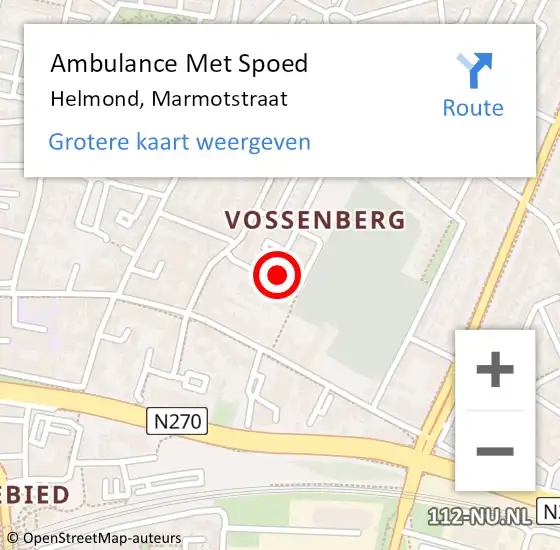 Locatie op kaart van de 112 melding: Ambulance Met Spoed Naar Helmond, Marmotstraat op 18 januari 2016 17:55