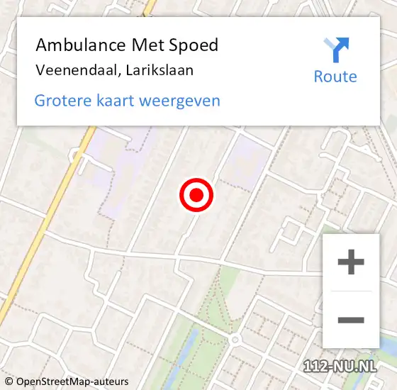 Locatie op kaart van de 112 melding: Ambulance Met Spoed Naar Veenendaal, Larikslaan op 19 januari 2016 13:01