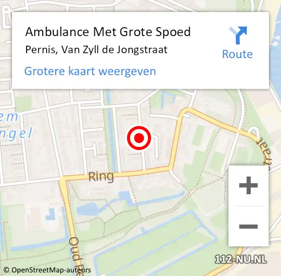 Locatie op kaart van de 112 melding: Ambulance Met Grote Spoed Naar Pernis, Van Zyll de Jongstraat op 19 januari 2016 13:37