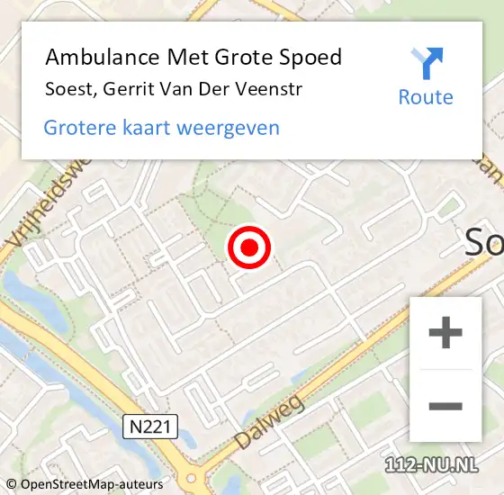 Locatie op kaart van de 112 melding: Ambulance Met Grote Spoed Naar Soest, Gerrit Van Der Veenstr op 19 januari 2016 19:11