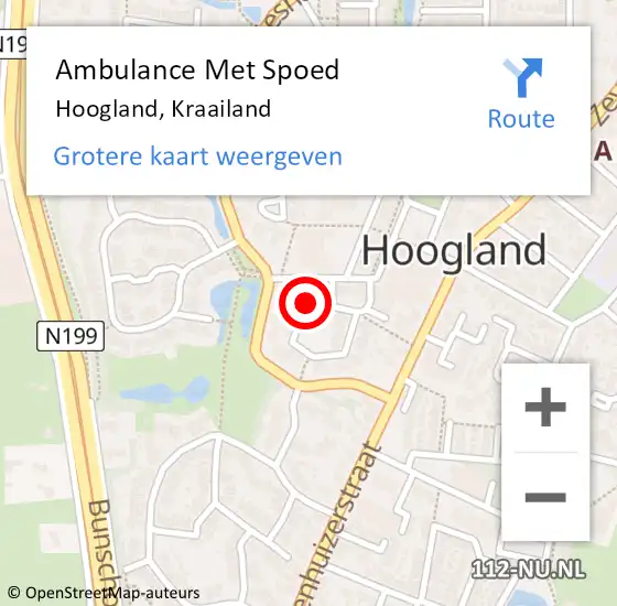 Locatie op kaart van de 112 melding: Ambulance Met Spoed Naar Hoogland, Kraailand op 20 januari 2016 11:13