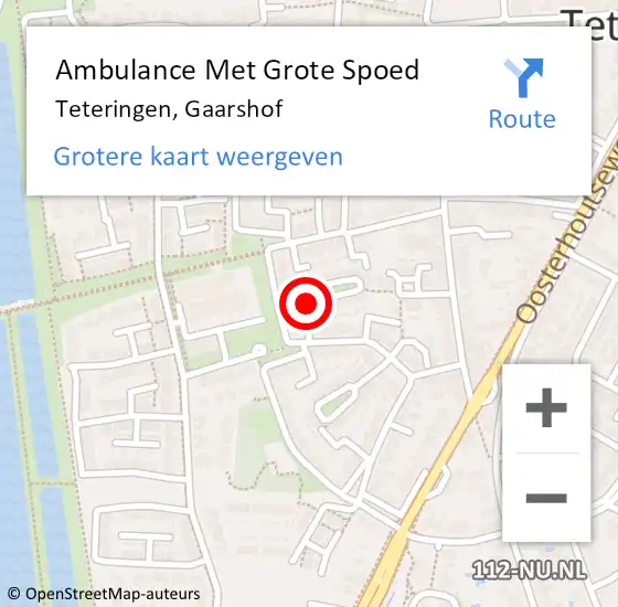 Locatie op kaart van de 112 melding: Ambulance Met Grote Spoed Naar Teteringen, Gaarshof op 20 januari 2016 12:49
