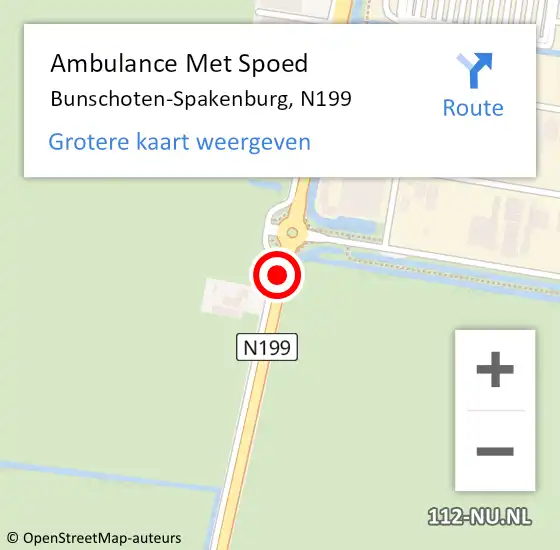 Locatie op kaart van de 112 melding: Ambulance Met Spoed Naar Bunschoten-Spakenburg, N199 op 21 januari 2016 06:47
