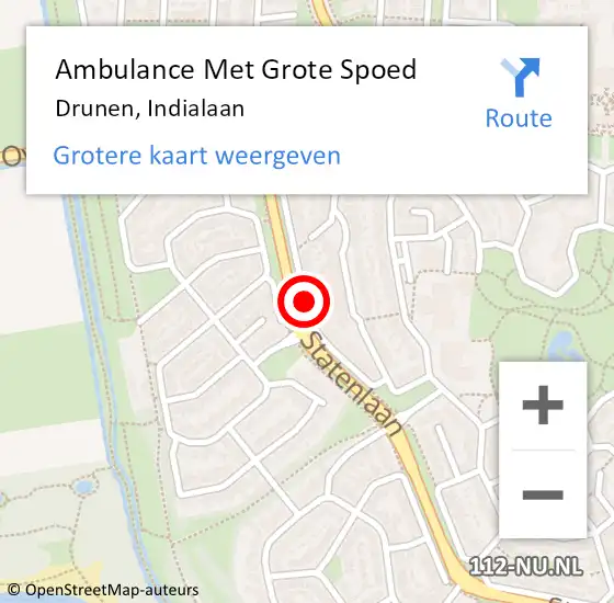 Locatie op kaart van de 112 melding: Ambulance Met Grote Spoed Naar Drunen, Indialaan op 21 januari 2016 08:04