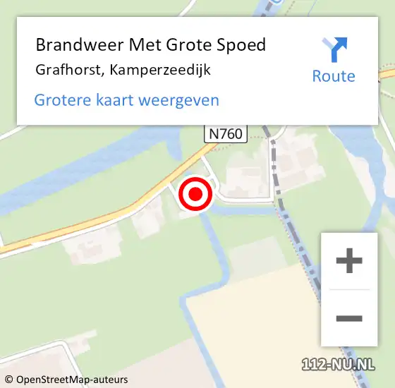 Locatie op kaart van de 112 melding: Brandweer Met Grote Spoed Naar Grafhorst, Kamperzeedijk op 21 januari 2016 10:38
