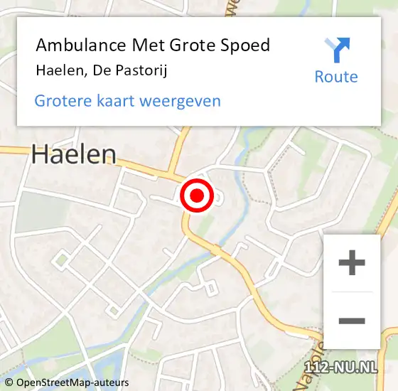 Locatie op kaart van de 112 melding: Ambulance Met Grote Spoed Naar Haelen, De Pastorij op 21 januari 2016 10:55