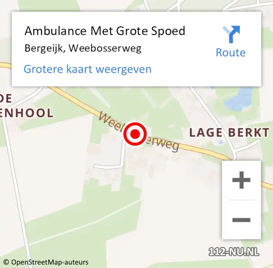 Locatie op kaart van de 112 melding: Ambulance Met Grote Spoed Naar Bergeijk, Weebosserweg op 21 januari 2016 19:25