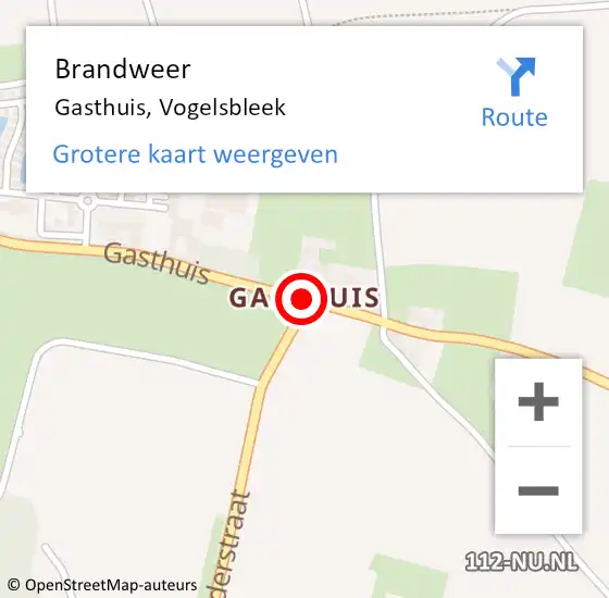 Locatie op kaart van de 112 melding: Brandweer Gasthuis, Vogelsbleek op 21 januari 2016 19:35
