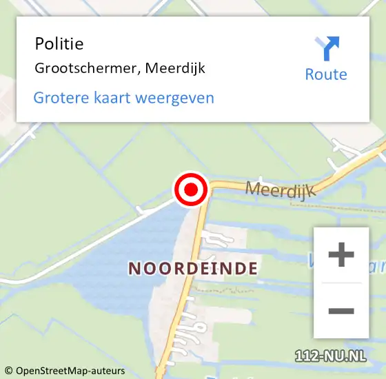 Locatie op kaart van de 112 melding: Politie Grootschermer, Meerdijk op 22 januari 2016 08:21