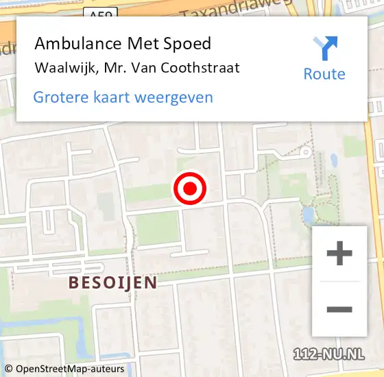 Locatie op kaart van de 112 melding: Ambulance Met Spoed Naar Waalwijk, Cornelis d. Vriendtstraat op 22 januari 2016 19:39