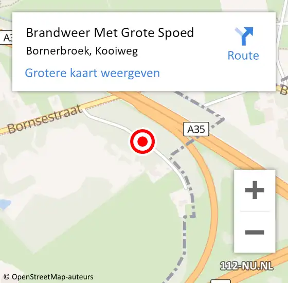 Locatie op kaart van de 112 melding: Brandweer Met Grote Spoed Naar Bornerbroek, Kooiweg op 23 januari 2016 07:45