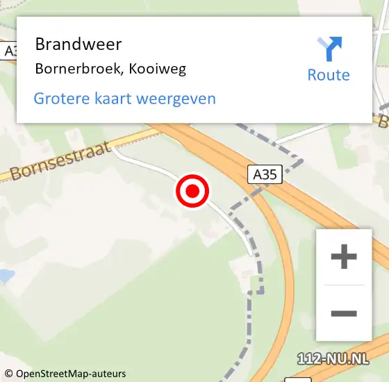 Locatie op kaart van de 112 melding: Brandweer Bornerbroek, Kooiweg op 23 januari 2016 08:50