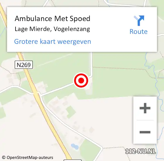 Locatie op kaart van de 112 melding: Ambulance Met Spoed Naar Lage Mierde, Vogelenzang op 23 januari 2016 13:12