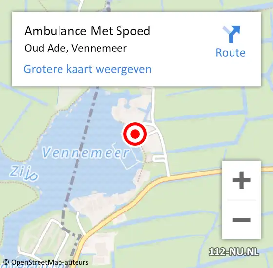 Locatie op kaart van de 112 melding: Ambulance Met Spoed Naar Oud Ade, Vennemeer op 23 januari 2016 13:39