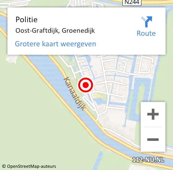 Locatie op kaart van de 112 melding: Politie Oost-Graftdijk, Groenedijk op 23 januari 2016 14:52