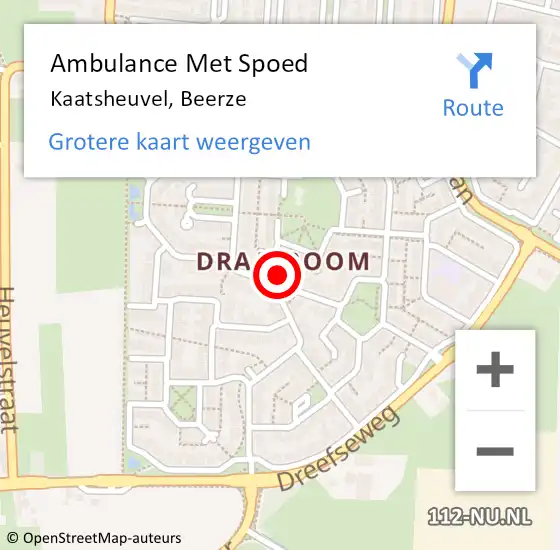 Locatie op kaart van de 112 melding: Ambulance Met Spoed Naar Kaatsheuvel, Beerze op 23 januari 2016 21:34