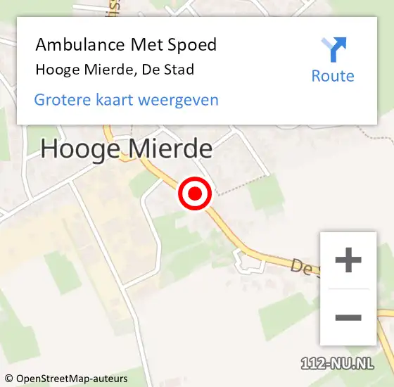 Locatie op kaart van de 112 melding: Ambulance Met Spoed Naar Hooge Mierde, De Stad op 23 januari 2016 21:58