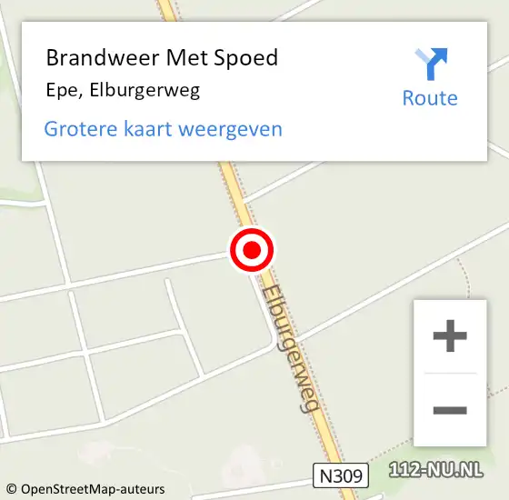 Locatie op kaart van de 112 melding: Brandweer Met Spoed Naar Epe, Elburgerweg op 4 december 2013 09:46