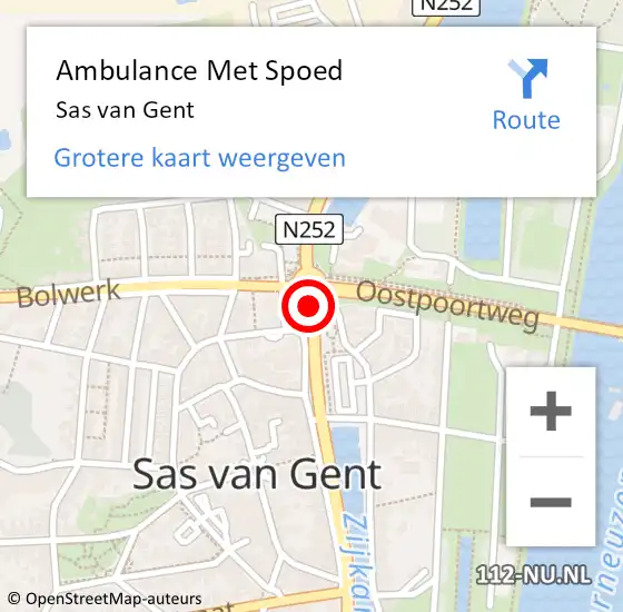 Locatie op kaart van de 112 melding: Ambulance Met Spoed Naar Sas van Gent op 24 januari 2016 13:14