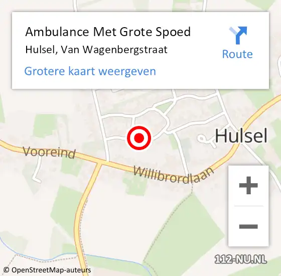 Locatie op kaart van de 112 melding: Ambulance Met Grote Spoed Naar Hulsel, Van Wagenbergstraat op 24 januari 2016 19:01