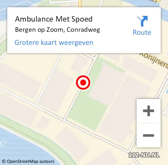 Locatie op kaart van de 112 melding: Ambulance Met Spoed Naar Bergen op Zoom, Conradweg op 25 januari 2016 11:46