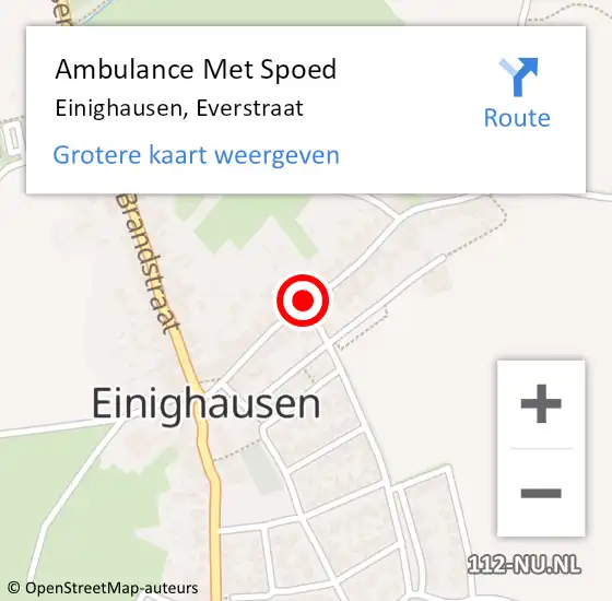 Locatie op kaart van de 112 melding: Ambulance Met Spoed Naar Einighausen, Everstraat op 4 december 2013 11:26