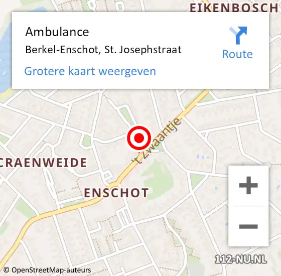 Locatie op kaart van de 112 melding: Ambulance Berkel-Enschot, St. Josephstraat op 25 januari 2016 15:28