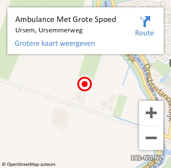 Locatie op kaart van de 112 melding: Ambulance Met Grote Spoed Naar Ursem, Ursemmerweg op 25 januari 2016 19:26