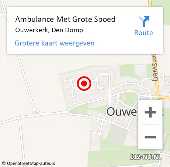 Locatie op kaart van de 112 melding: Ambulance Met Grote Spoed Naar Ouwerkerk, Den Domp op 26 januari 2016 14:18