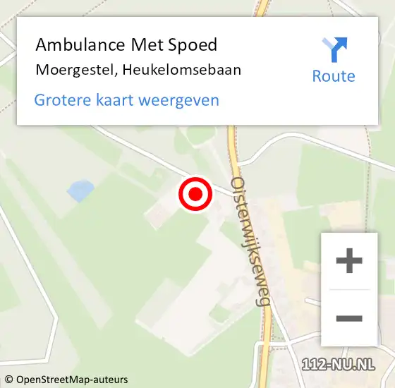 Locatie op kaart van de 112 melding: Ambulance Met Spoed Naar Moergestel, Heukelomsebaan op 26 januari 2016 19:01