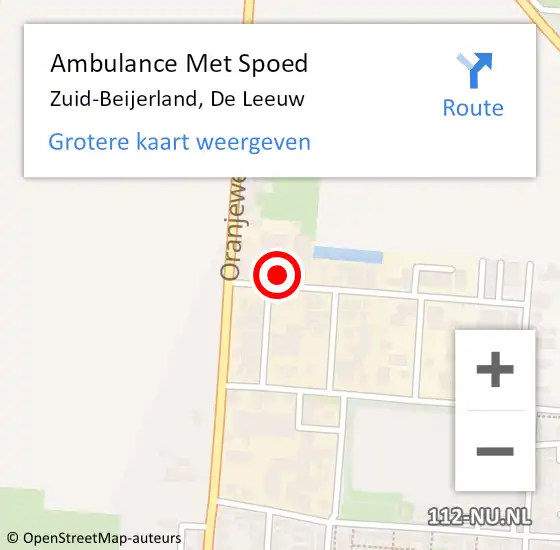 Locatie op kaart van de 112 melding: Ambulance Met Spoed Naar Zuid-Beijerland, De Leeuw op 27 januari 2016 02:06