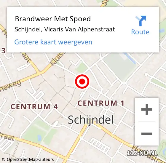 Locatie op kaart van de 112 melding: Brandweer Met Spoed Naar Schijndel, Vicaris Van Alphenstraat op 27 januari 2016 03:48