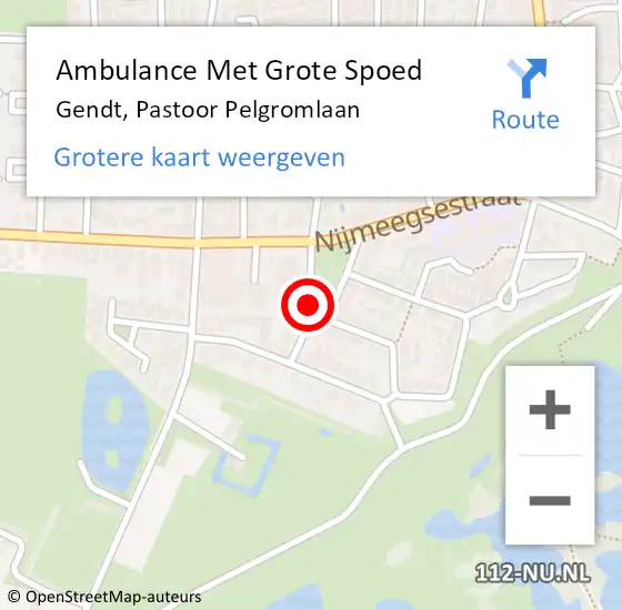 Locatie op kaart van de 112 melding: Ambulance Met Grote Spoed Naar Gendt, Pastoor Pelgromlaan op 27 januari 2016 08:22