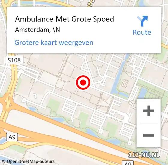 Locatie op kaart van de 112 melding: Ambulance Met Grote Spoed Naar Amsterdam, \N op 27 januari 2016 10:58