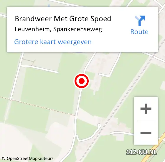Locatie op kaart van de 112 melding: Brandweer Met Grote Spoed Naar Leuvenheim, Spankerenseweg op 27 januari 2016 11:57