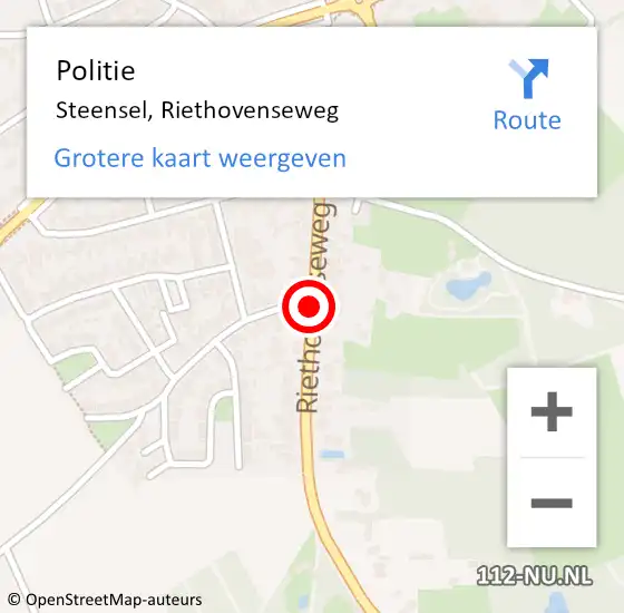 Locatie op kaart van de 112 melding: Politie Steensel, Riethovenseweg op 27 januari 2016 14:43