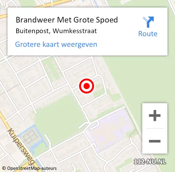 Locatie op kaart van de 112 melding: Brandweer Met Grote Spoed Naar Buitenpost, Wumkesstraat op 27 januari 2016 20:45