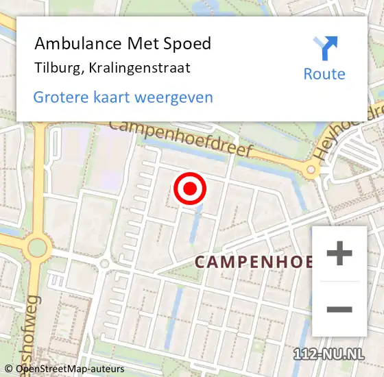 Locatie op kaart van de 112 melding: Ambulance Met Spoed Naar Tilburg, Kralingenstraat op 27 januari 2016 23:13