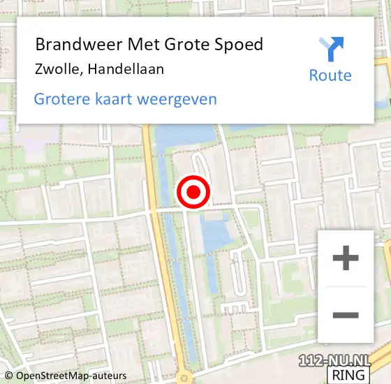 Locatie op kaart van de 112 melding: Brandweer Met Grote Spoed Naar Zwolle, Handellaan op 28 januari 2016 04:32
