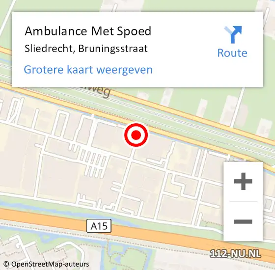 Locatie op kaart van de 112 melding: Ambulance Met Spoed Naar Sliedrecht, Bruningsstraat op 28 januari 2016 10:18