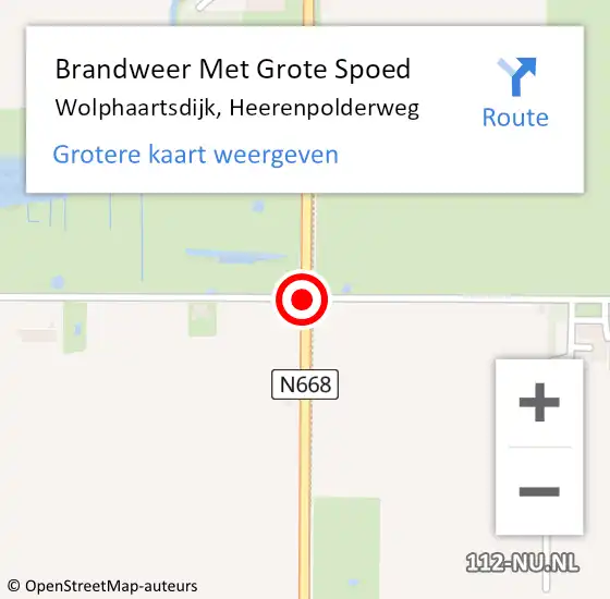 Locatie op kaart van de 112 melding: Brandweer Met Grote Spoed Naar Wolphaartsdijk, Heerenpolderweg op 28 januari 2016 14:58