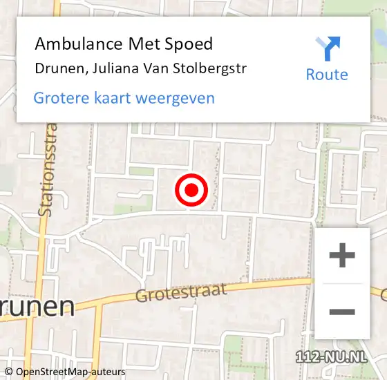 Locatie op kaart van de 112 melding: Ambulance Met Spoed Naar Drunen, Juliana Van Stolbergstr op 28 januari 2016 16:09