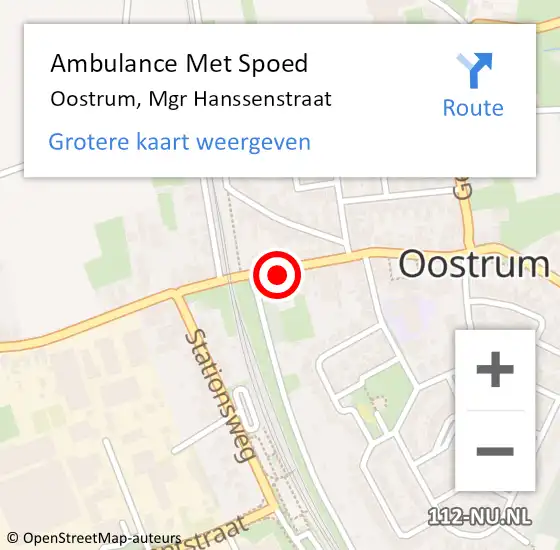 Locatie op kaart van de 112 melding: Ambulance Met Spoed Naar Oostrum, Mgr Hanssenstraat op 28 januari 2016 21:09
