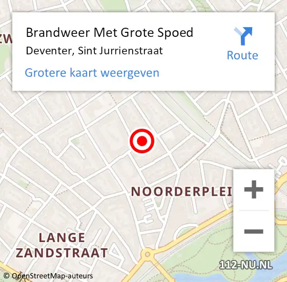 Locatie op kaart van de 112 melding: Brandweer Met Grote Spoed Naar Deventer, Sint Jurrienstraat op 29 januari 2016 11:11