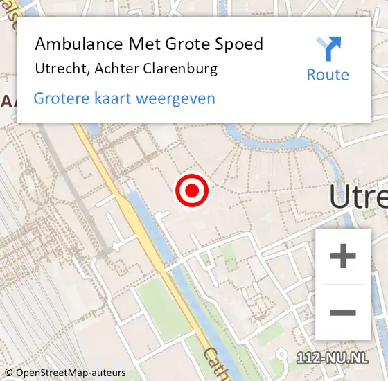 Locatie op kaart van de 112 melding: Ambulance Met Grote Spoed Naar Utrecht, Achter Clarenburg op 29 januari 2016 13:42
