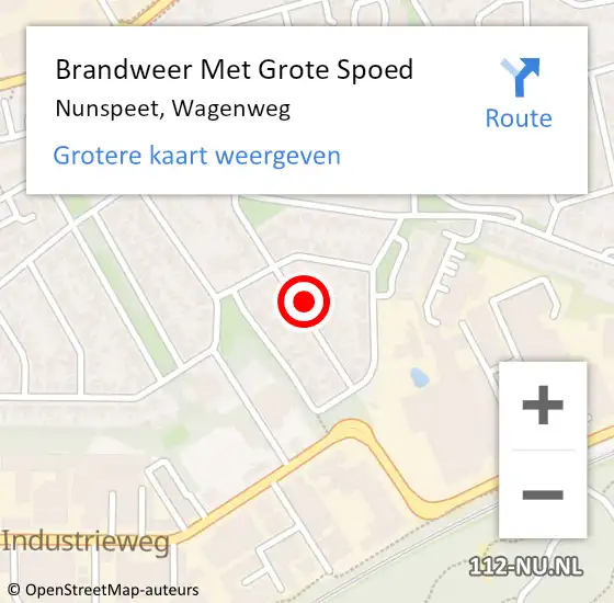 Locatie op kaart van de 112 melding: Brandweer Met Grote Spoed Naar Nunspeet, Wagenweg op 30 januari 2016 09:28
