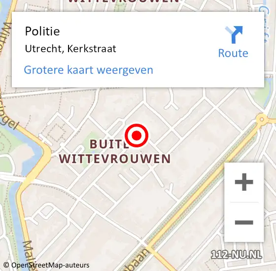 Locatie op kaart van de 112 melding: Politie Utrecht, Kerkstraat op 30 januari 2016 09:55