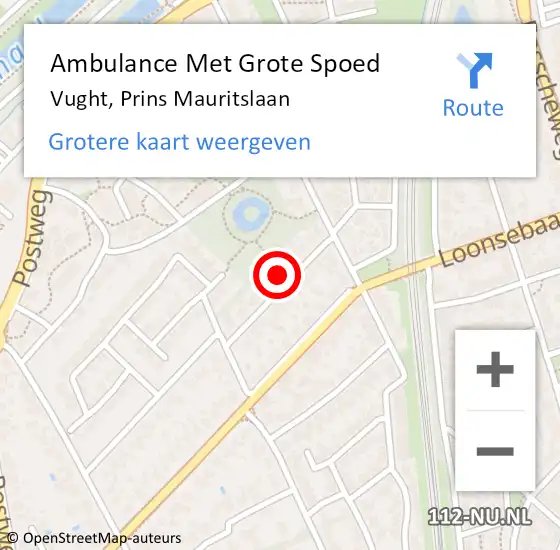 Locatie op kaart van de 112 melding: Ambulance Met Grote Spoed Naar Vught, Prins Mauritslaan op 30 januari 2016 10:38