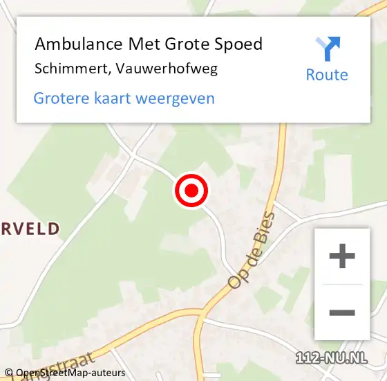 Locatie op kaart van de 112 melding: Ambulance Met Grote Spoed Naar Schimmert, Vauwerhofweg op 4 december 2013 20:14