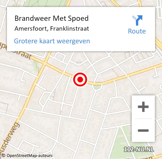 Locatie op kaart van de 112 melding: Brandweer Met Spoed Naar Amersfoort, Franklinstraat op 30 januari 2016 22:22